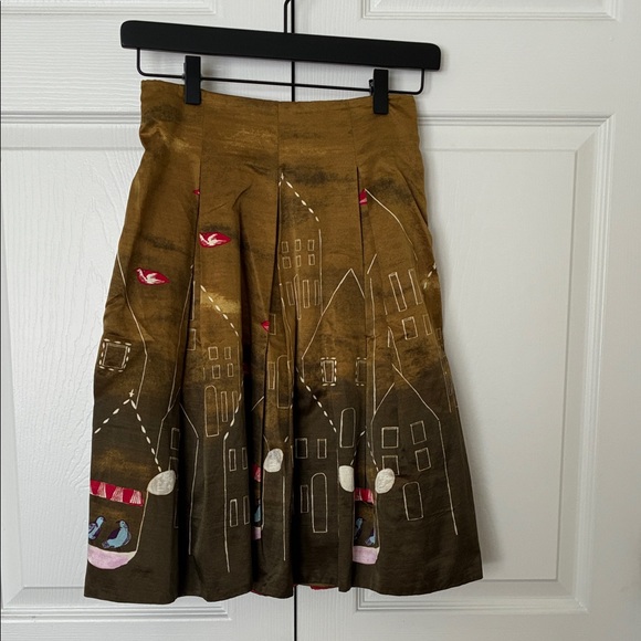 Anthropologie Maeve Feathered Village Skirt 0P - Picture 1 of 6